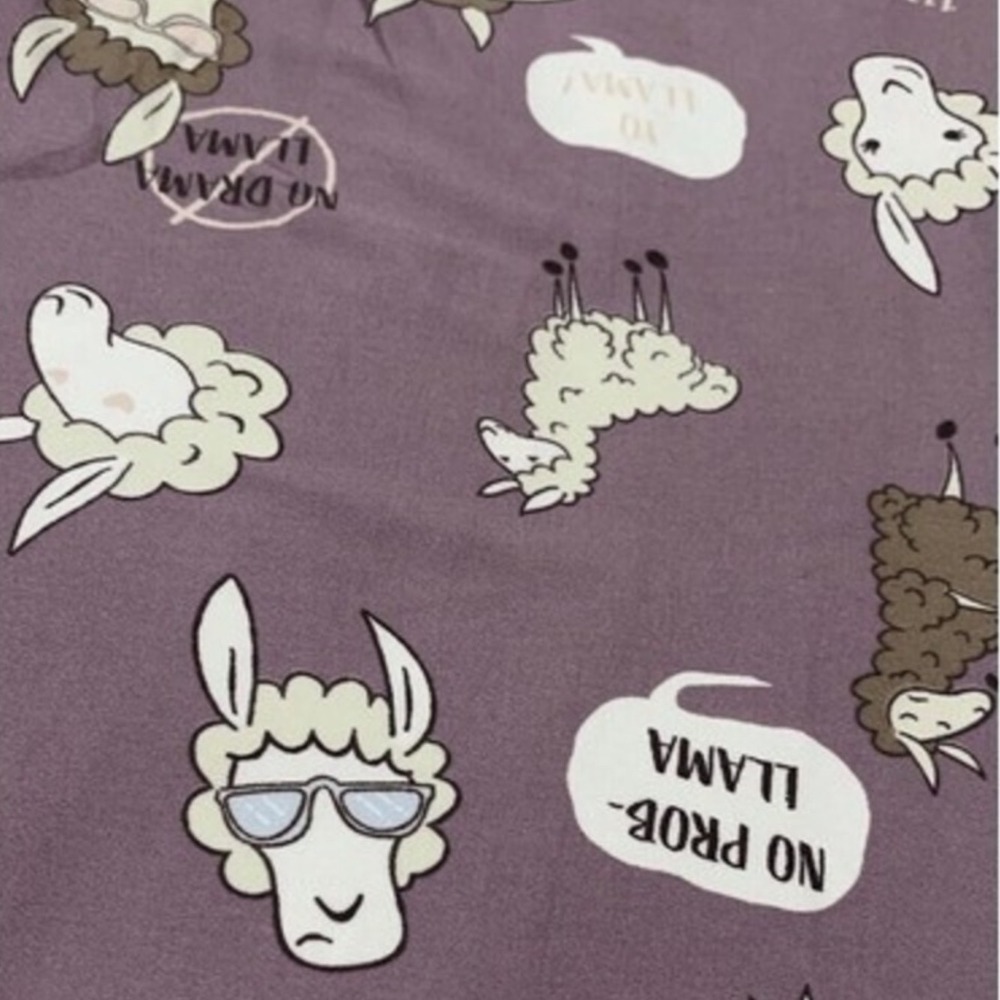 LuLaRoe Womens Leggings Size TC Purple Llama Drama Pajama Yo Rama Como Se‎ NWT - Picture 2 of 4